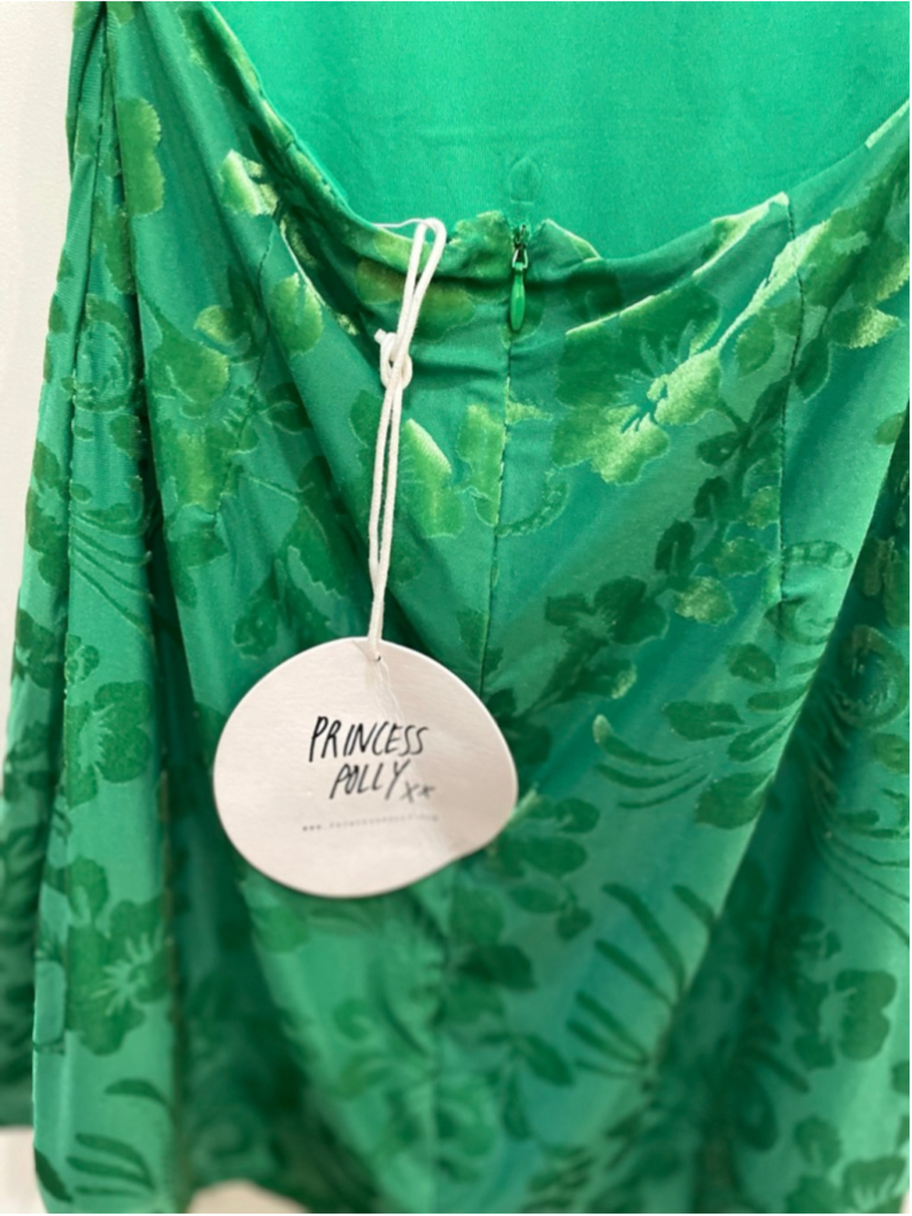 Princess Polly Green Velvet Burn Out Mini Dress US 2 Open Back Party Going Out - Picture 5 of 9